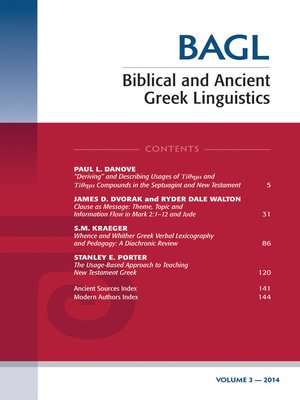 cover image of Biblical and Ancient Greek Linguistics, Volume 3